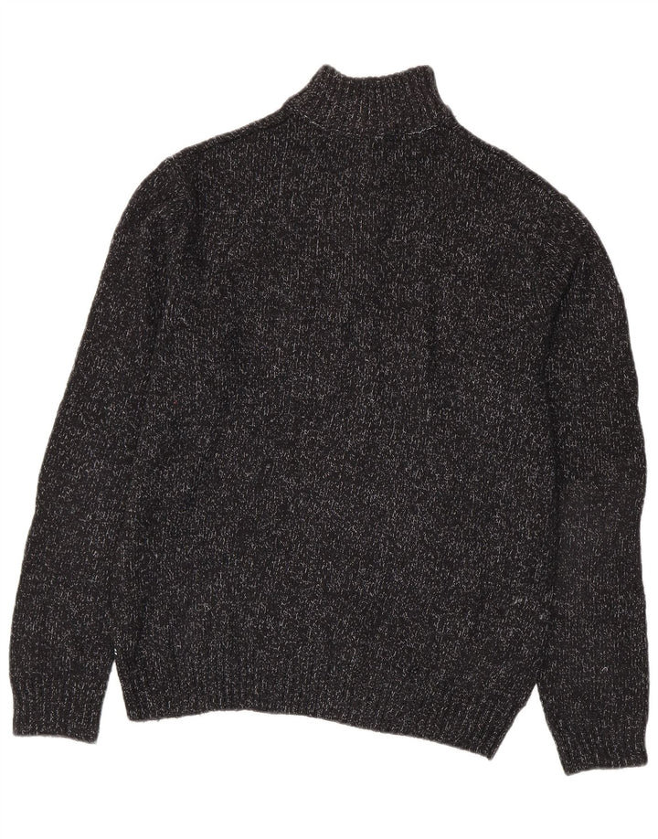 CHAPS Mens Zip Neck Jumper Sweater Medium Black Flecked Cotton