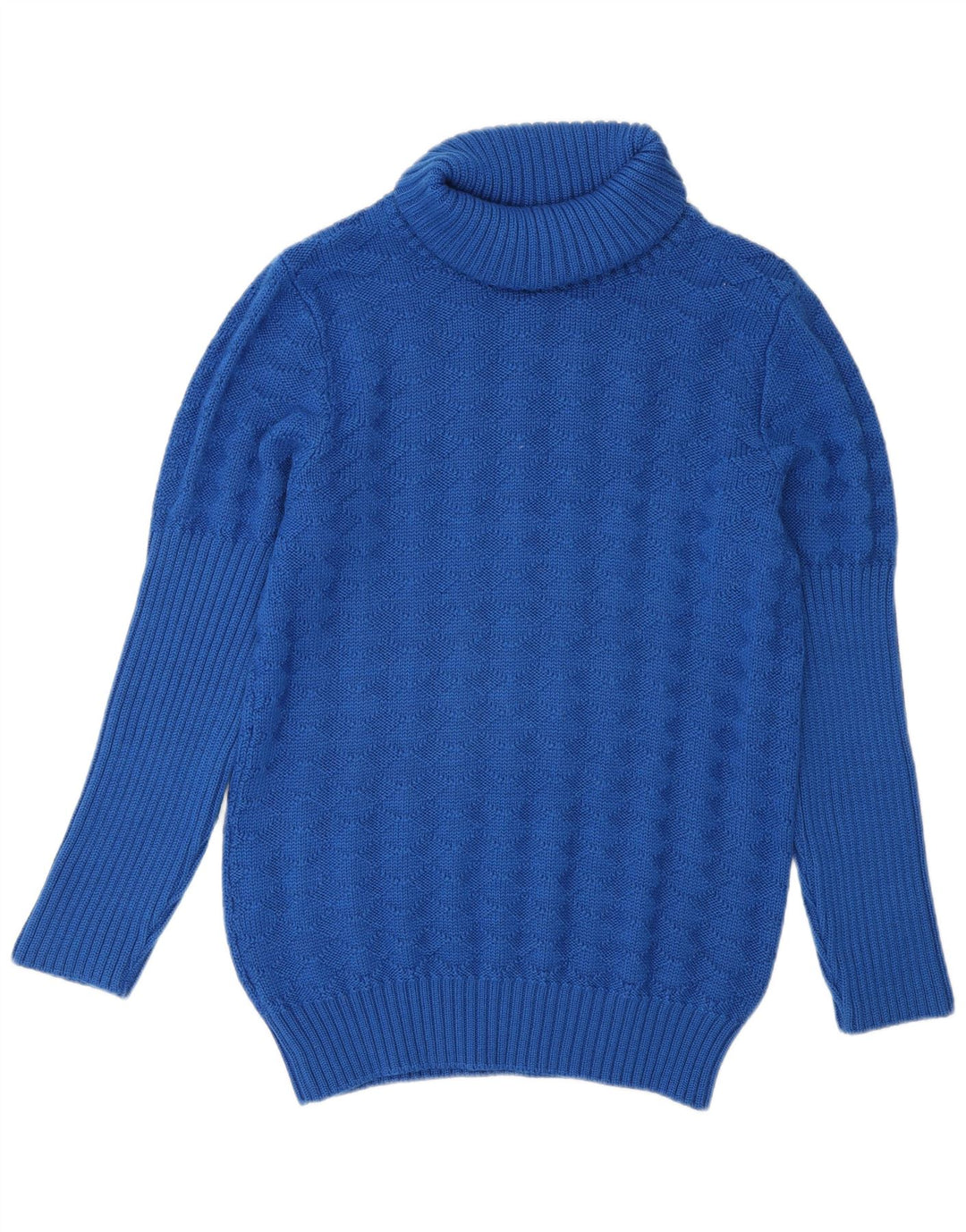 Vintage Womens Roll Neck Jumper Sweater UK 14 Medium Blue Wool