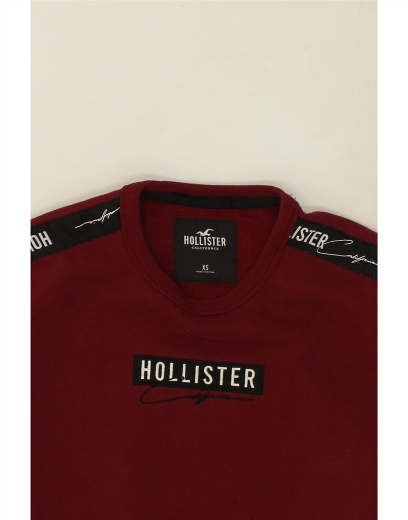 HOLLISTER Womens Graphic Sweatshirt Jumper UK 6 XS Maroon Cotton | Vintage Hollister | Thrift | Second-Hand Hollister | Used Clothing | Messina Hembry 