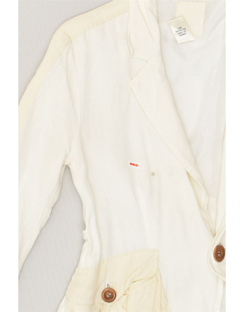 DIESEL Womens 1 Button Blazer Jacket UK 14 Large White Linen | Vintage Diesel | Thrift | Second-Hand Diesel | Used Clothing | Messina Hembry 