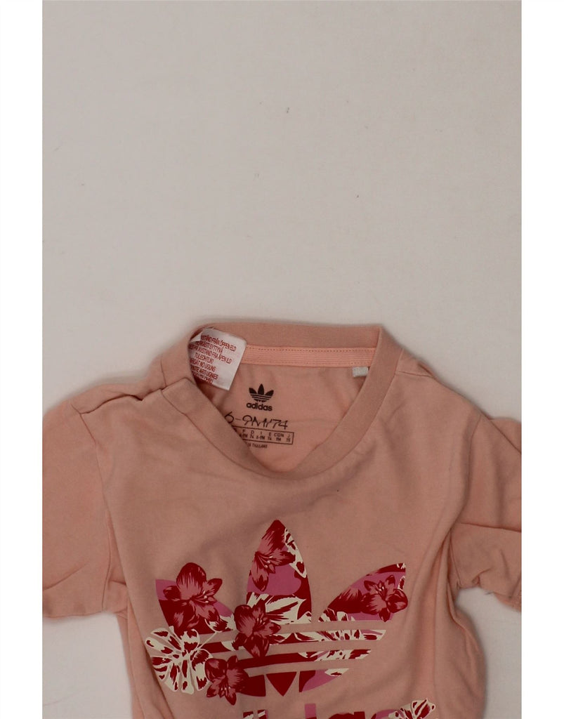 ADIDAS Baby Girls Graphic T-Shirt Top 6-9 Months Pink Floral Cotton Vintage Adidas and Second-Hand Adidas from Messina Hembry 