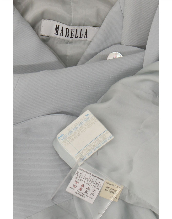 Marella Womens 4 Button Longline Blazer Jacket UK 10 Small Blue Rayon