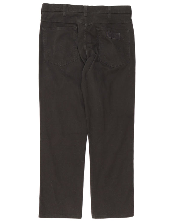 Wrangler Mens Arizona Stretch Straight Casual Trousers W35 L34 Black Cotton