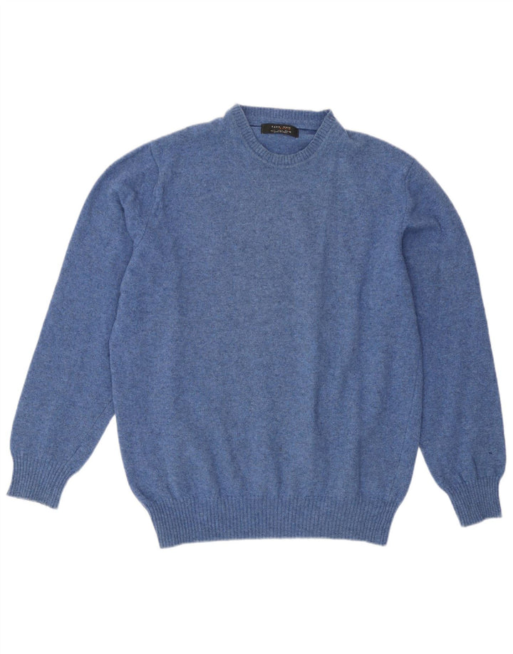Zara Mens Crew Neck Jumper Sweater Large Blue