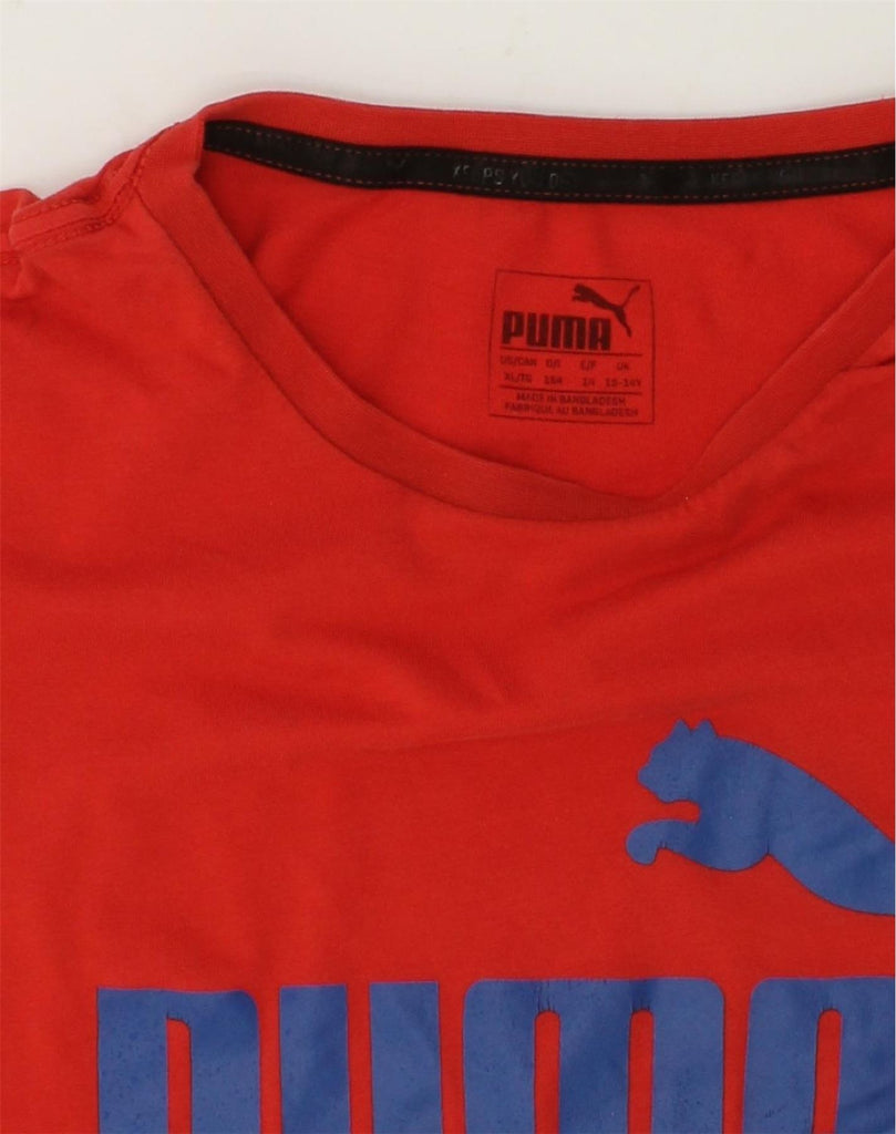 PUMA Boys Graphic T-Shirt Top 13-14 Years Red Cotton | Vintage Puma | Thrift | Second-Hand Puma | Used Clothing | Messina Hembry 