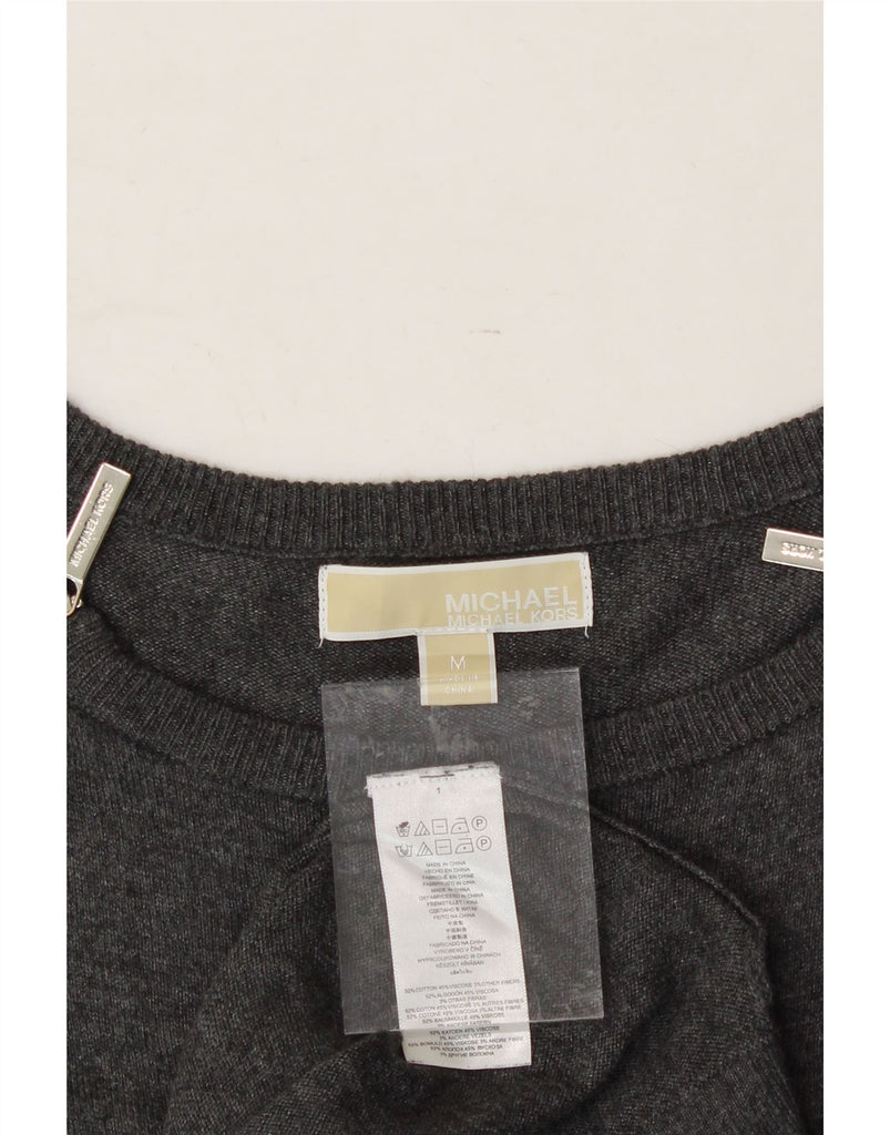 MICHAEL KORS Womens Boat Neck Jumper Sweater UK 12 Medium Grey Cotton Vintage Michael Kors and Second-Hand Michael Kors from Messina Hembry 