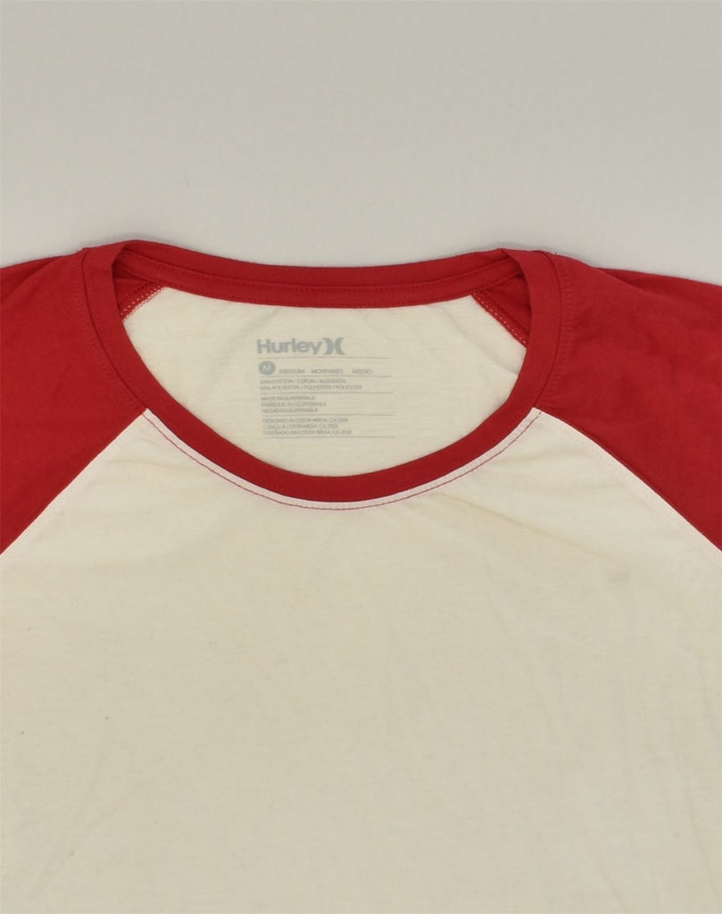 HURLEY Womens T-Shirt Top UK 12 Medium Off White Colourblock Cotton | Vintage Hurley | Thrift | Second-Hand Hurley | Used Clothing | Messina Hembry 