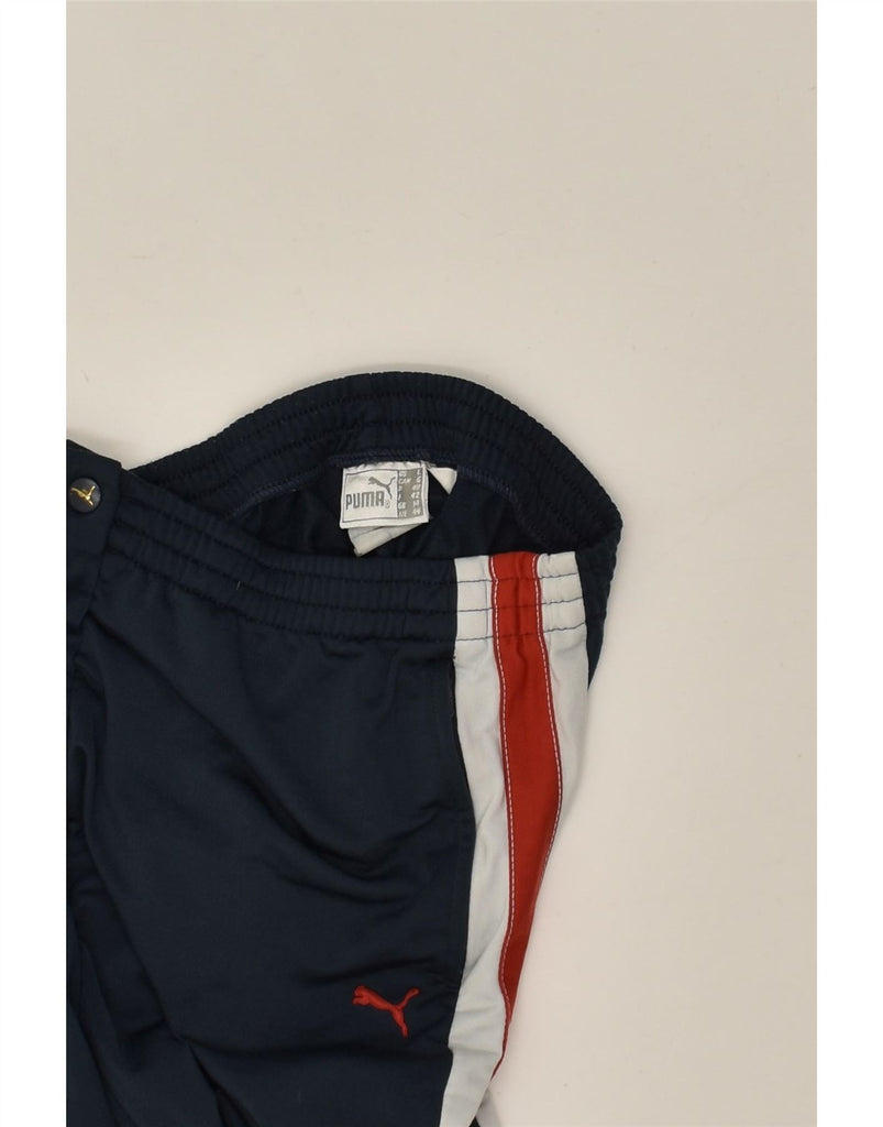 PUMA Womens Tracksuit Trousers UK 14 Large  Navy Blue Colourblock | Vintage Puma | Thrift | Second-Hand Puma | Used Clothing | Messina Hembry 