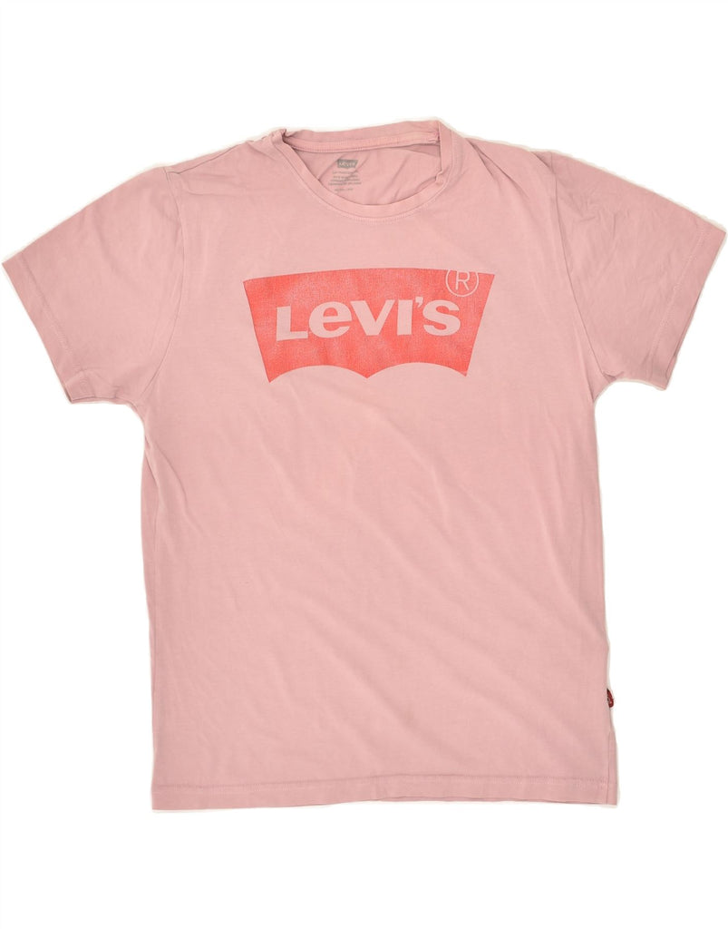 LEVI'S Womens Graphic T-Shirt Top UK 6 XS Pink Cotton | Vintage Levi's | Thrift | Second-Hand Levi's | Used Clothing | Messina Hembry 