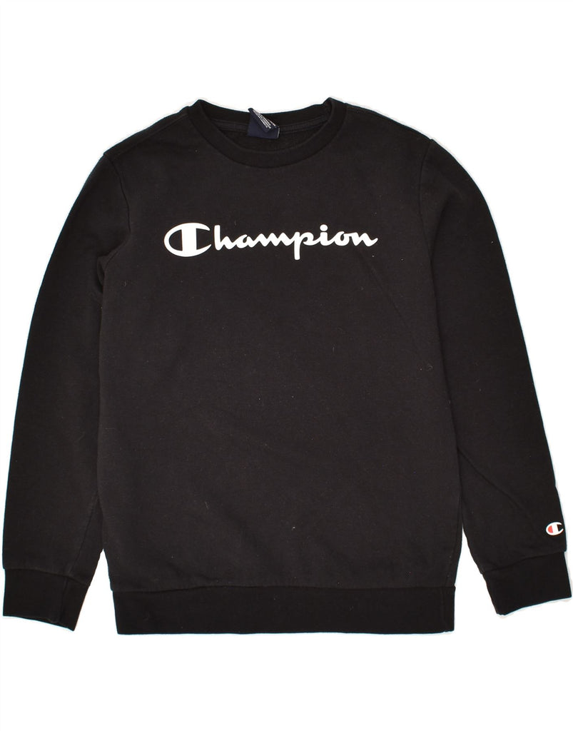 CHAMPION Boys Graphic Sweatshirt Jumper 11-12 Years Large Black | Vintage Champion | Thrift | Second-Hand Champion | Used Clothing | Messina Hembry 