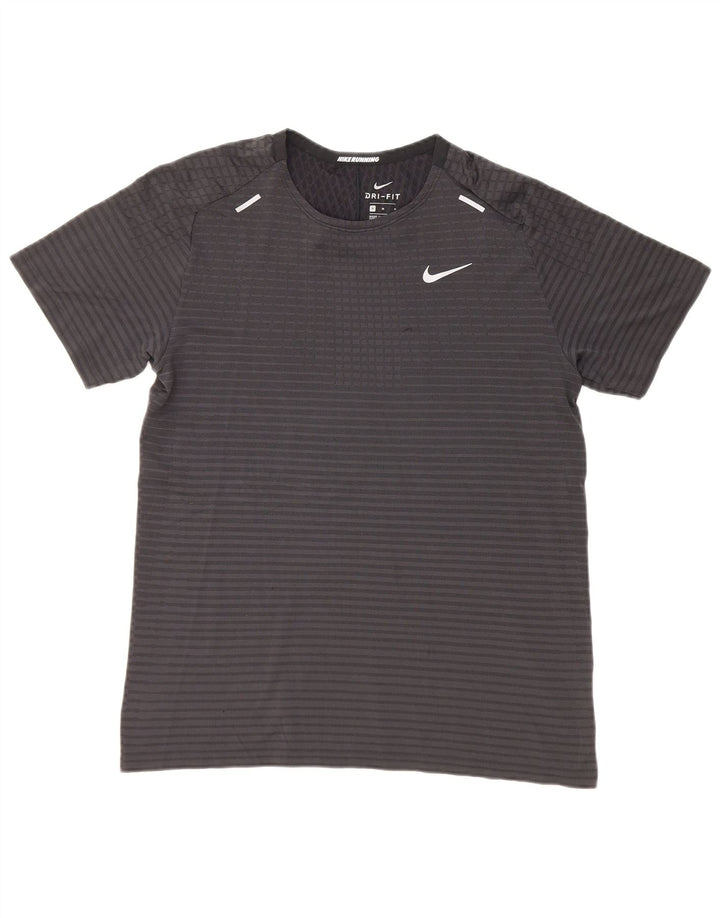 Nike Mens Dri Fit T-Shirt Top Medium Grey Pinstripe