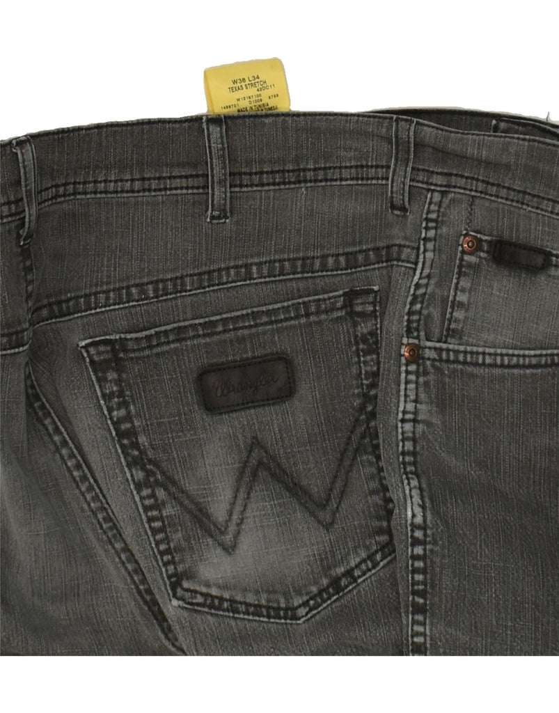 WRANGLER Mens Texas Stretch Straight Jeans W38 L34 Grey Cotton Vintage Wrangler and Second-Hand Wrangler from Messina Hembry 