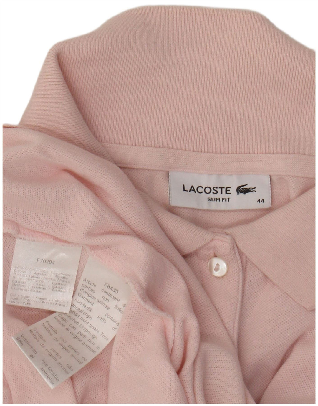 LACOSTE Womens Slim Fit Long Sleeve Polo Shirt Size 44 Large Pink Cotton
