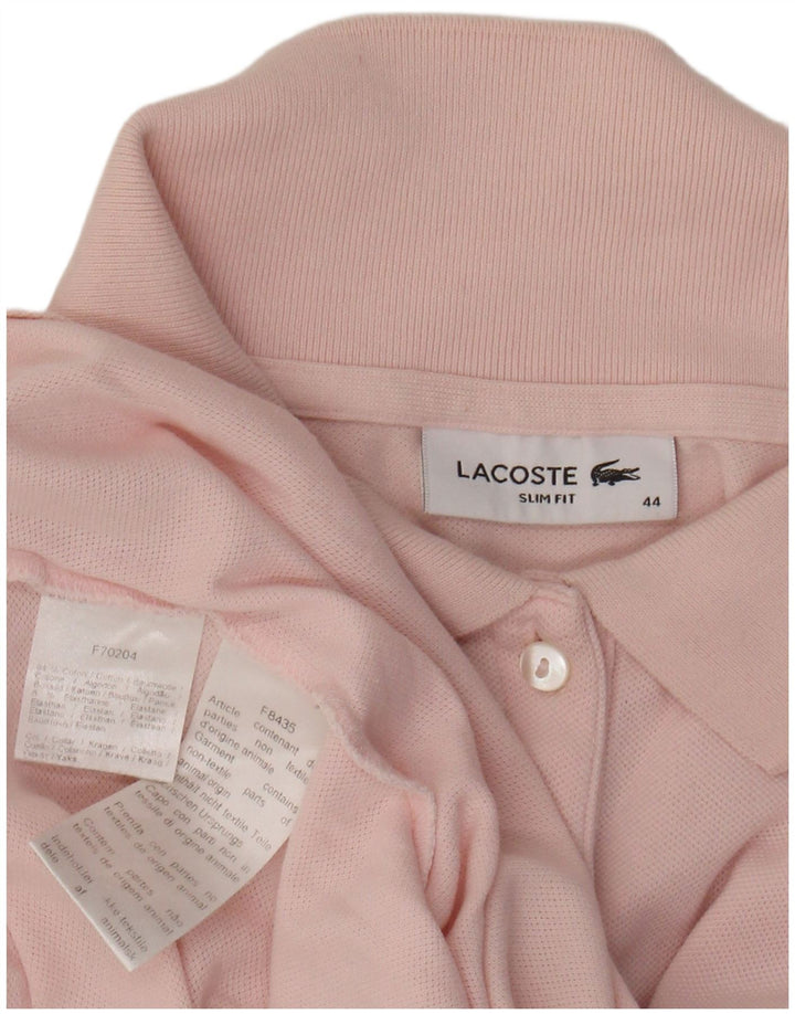 LACOSTE Womens Slim Fit Long Sleeve Polo Shirt Size 44 Large Pink Cotton