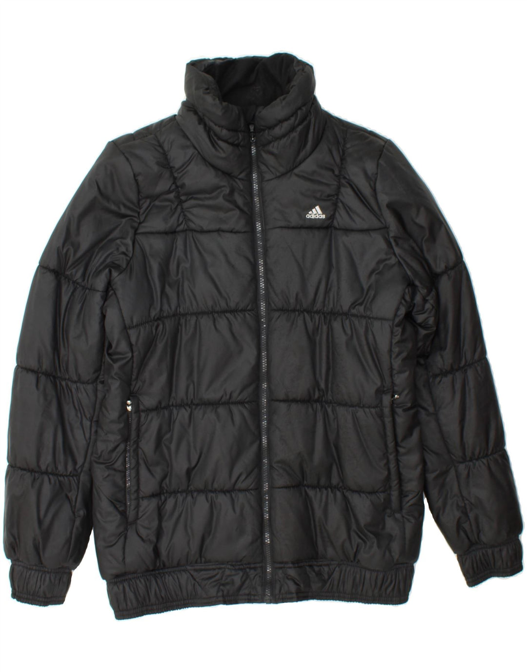 ADIDAS Womens Padded Jacket UK 12/14 Medium Black Polyester Vintage Adidas and Second-Hand Adidas from Messina Hembry 