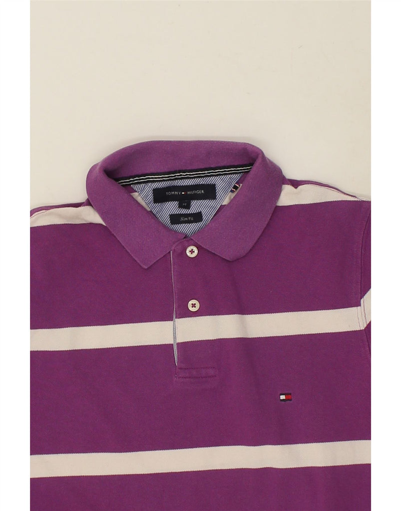 TOMMY HILFIGER Mens Slim Fit Polo Shirt Medium Purple Cotton | Vintage Tommy Hilfiger | Thrift | Second-Hand Tommy Hilfiger | Used Clothing | Messina Hembry 