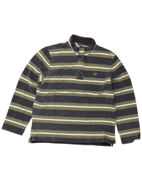 Crew Clothing Mens Zip Neck Sweatshirt Jumper XL Green Striped Cotton