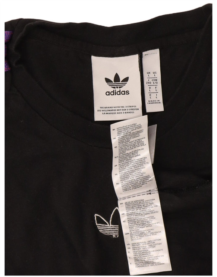 Adidas Mens T-Shirt Top Large Black Cotton