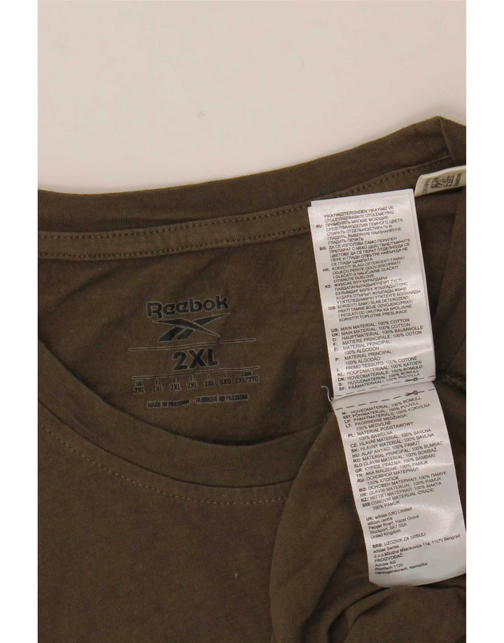Reebok Mens Graphic T-Shirt Top 2XL Khaki Cotton