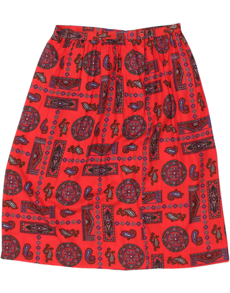 VINTAGE Womens A-Line Skirt UK 18 XL W34 Red Paisley | Vintage Vintage | Thrift | Second-Hand Vintage | Used Clothing | Messina Hembry 