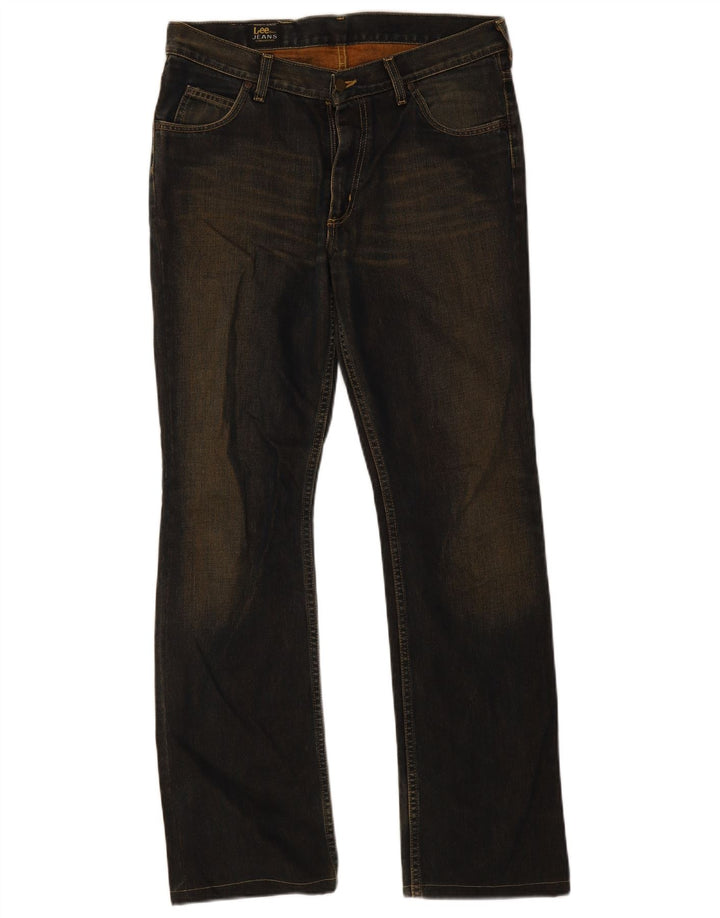 Lee Mens REED Bootcut Jeans W33 L34 Navy Blue Cotton