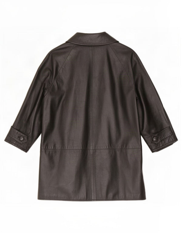 Vintage Womens Loose Fit Leather Coat IT 40 Small Black