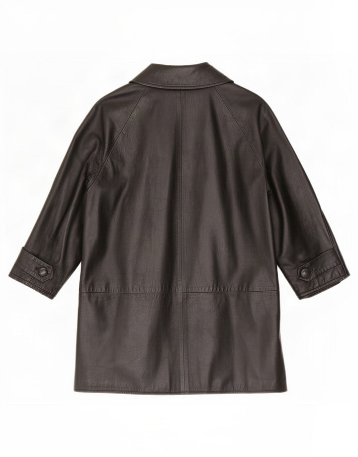 Vintage Womens Loose Fit Leather Coat IT 40 Small Black