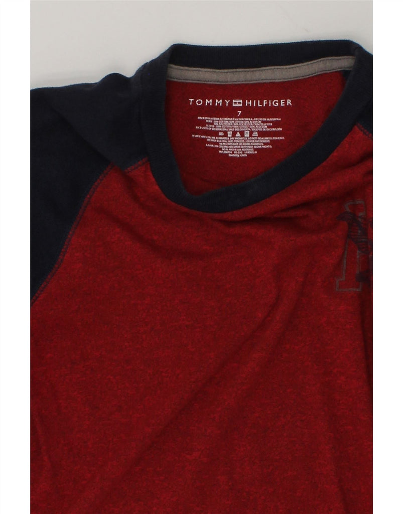 TOMMY HILFIGER Boys Top Long Sleeve 6-7 Years Red Colourblock Cotton | Vintage Tommy Hilfiger | Thrift | Second-Hand Tommy Hilfiger | Used Clothing | Messina Hembry 