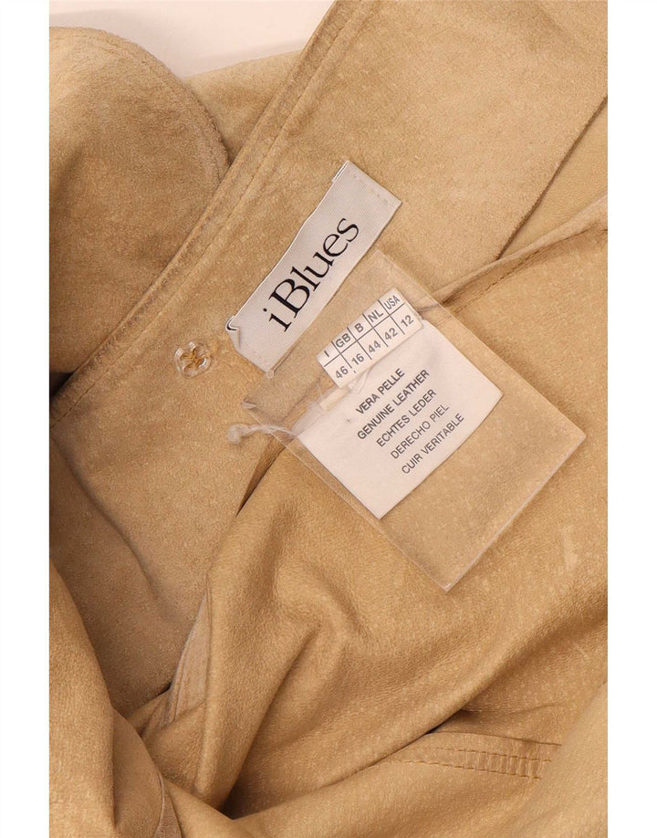 i Blues Womens Suede Jacket UK 16 Large Beige Leather
