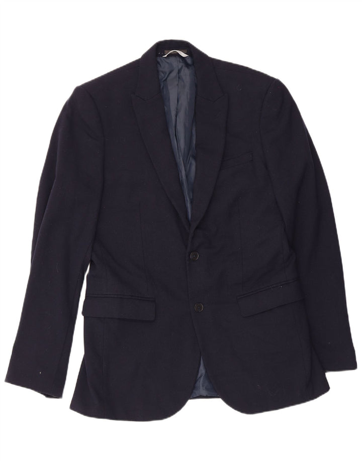 Marks & Spencer Mens 2 Button Slim Fit Blazer Jacket UK 38 Medium Navy Blue