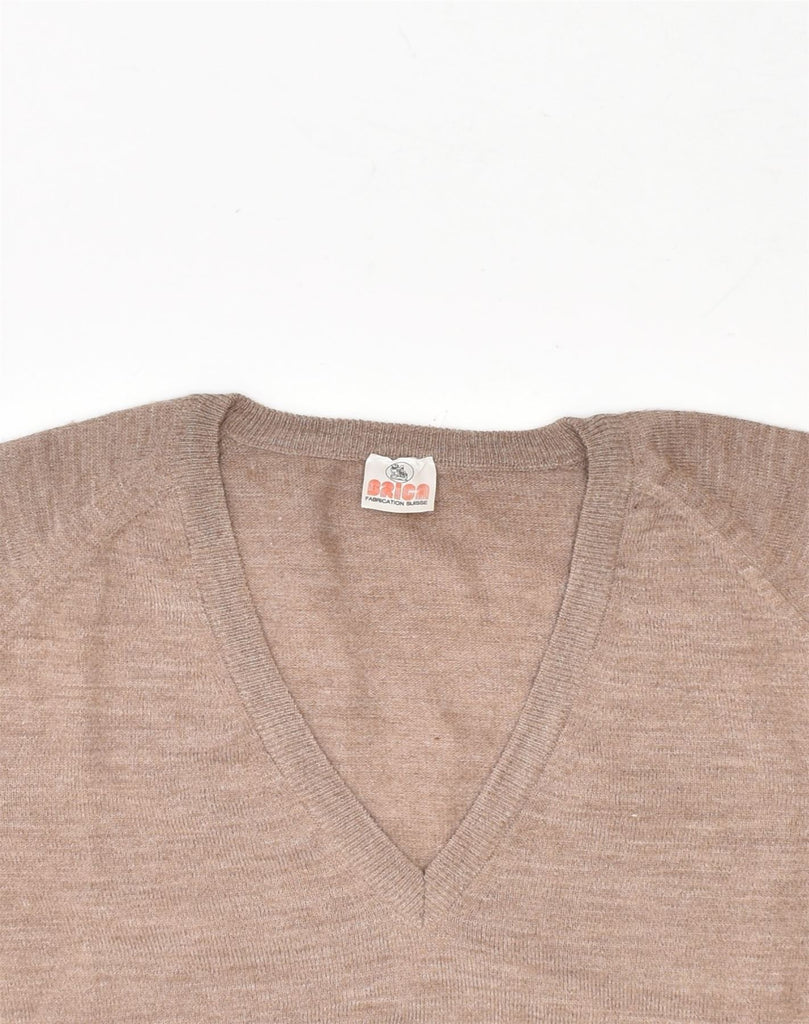 VINTAGE Mens V-Neck Jumper Sweater 2XL Brown Wool | Vintage | Thrift | Second-Hand | Used Clothing | Messina Hembry 