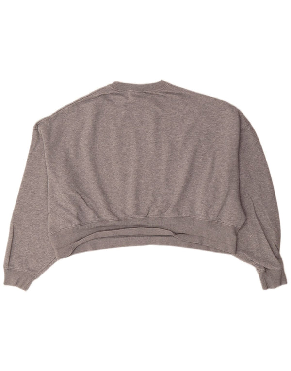 Nike Womens Crop Oversized Sweatshirt Jumper UK 10 Small Grey Flecked