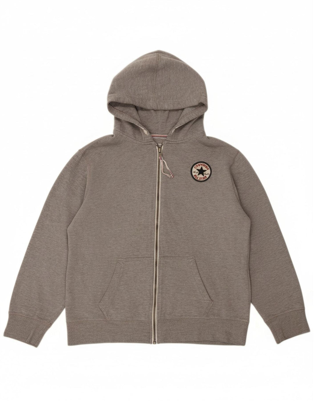 CONVERSE Girls Zip Hoodie Sweater 13-14 Years XL Grey Cotton
