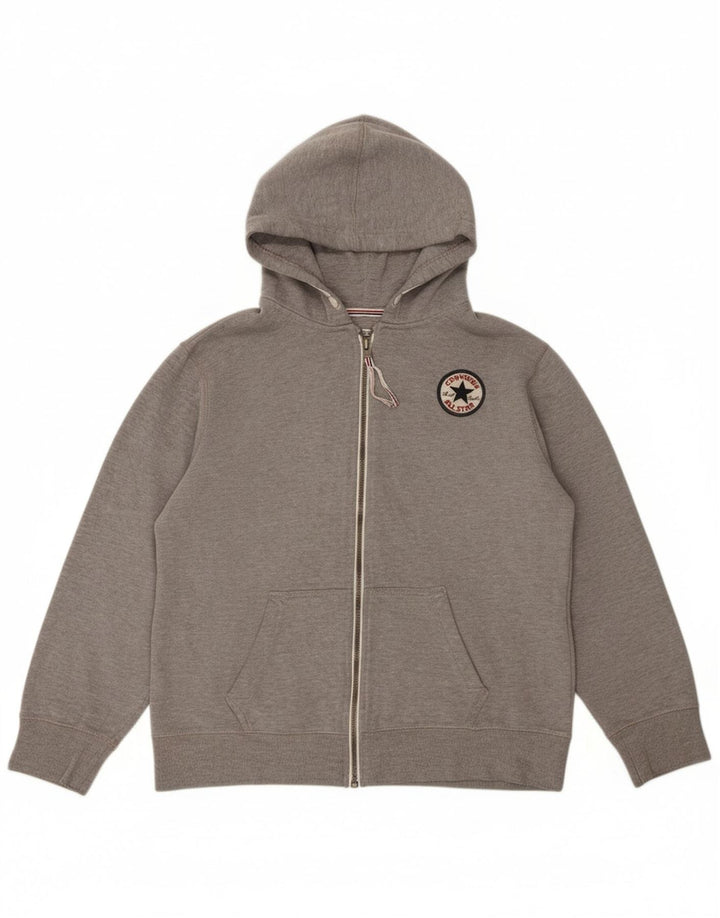 CONVERSE Girls Zip Hoodie Sweater 13-14 Years XL Grey Cotton