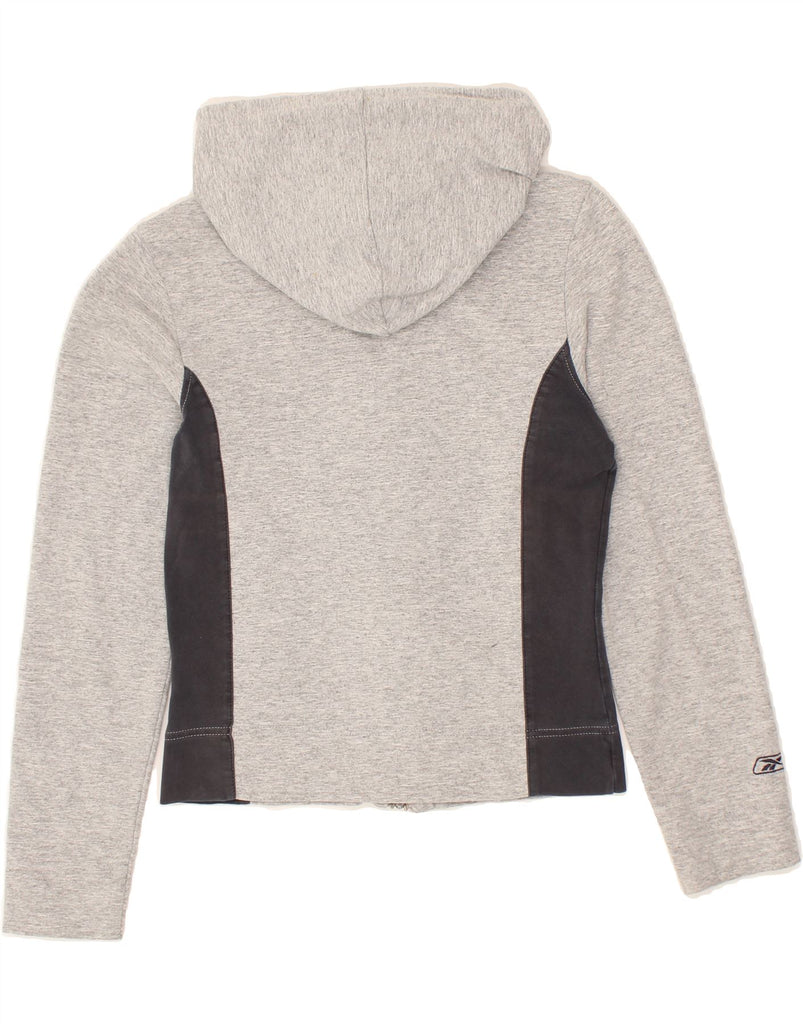 REEBOK Girls Zip Hoodie Sweater 13-14 Years Medium Grey Colourblock Cotton | Vintage Reebok | Thrift | Second-Hand Reebok | Used Clothing | Messina Hembry 