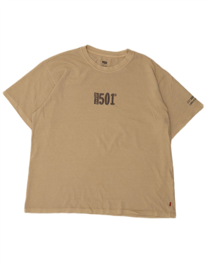 Levi's Mens Graphic T-Shirt Top Large Beige Cotton