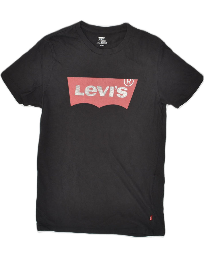 LEVI'S Womens Graphic T-Shirt Top UK 10 Small Black Cotton | Vintage Levi's | Thrift | Second-Hand Levi's | Used Clothing | Messina Hembry 