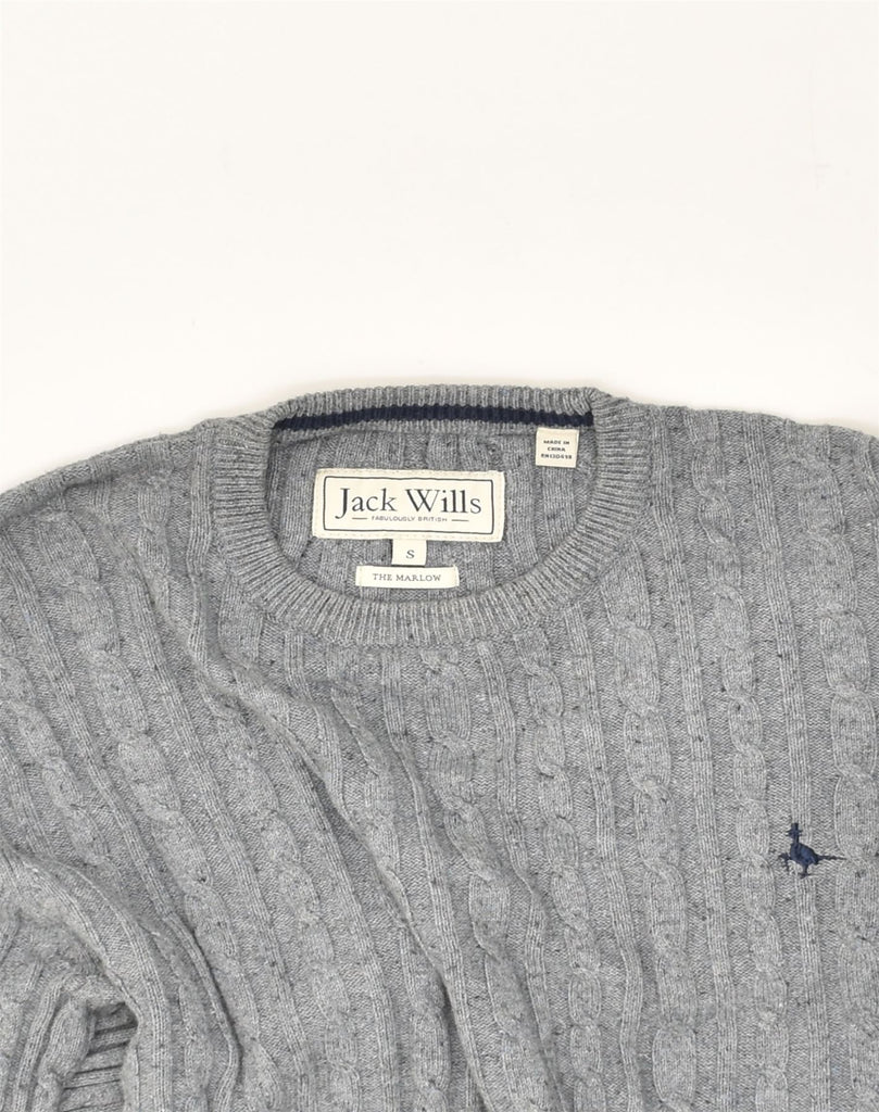 JACK WILLS Mens Crew Neck Jumper Sweater Small Grey Cotton | Vintage Jack Wills | Thrift | Second-Hand Jack Wills | Used Clothing | Messina Hembry 