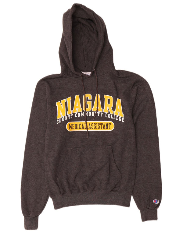 Champion Mens Graphic Hoodie Jumper XS Grey Cotton