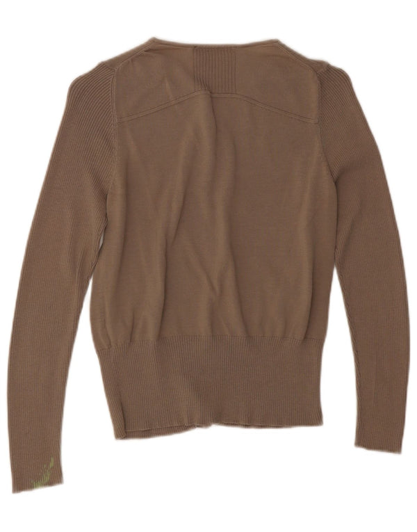 Marks & Spencer Womens Autograph Cardigan Sweater UK 8 Small Brown Cotton