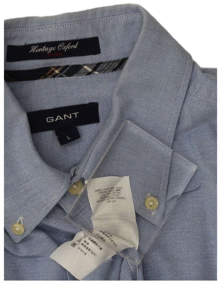 Gant Mens Heritage Oxford Shirt Large Blue Cotton