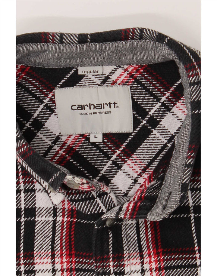 Carhartt Mens Worker Wear Regular Fit Flannel Shirt Large Black Plaid