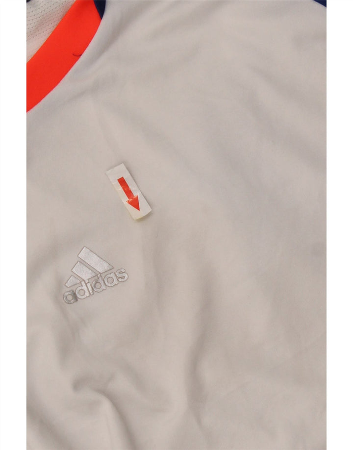 Adidas Mens T-Shirt Top Medium White Colourblock Polyester