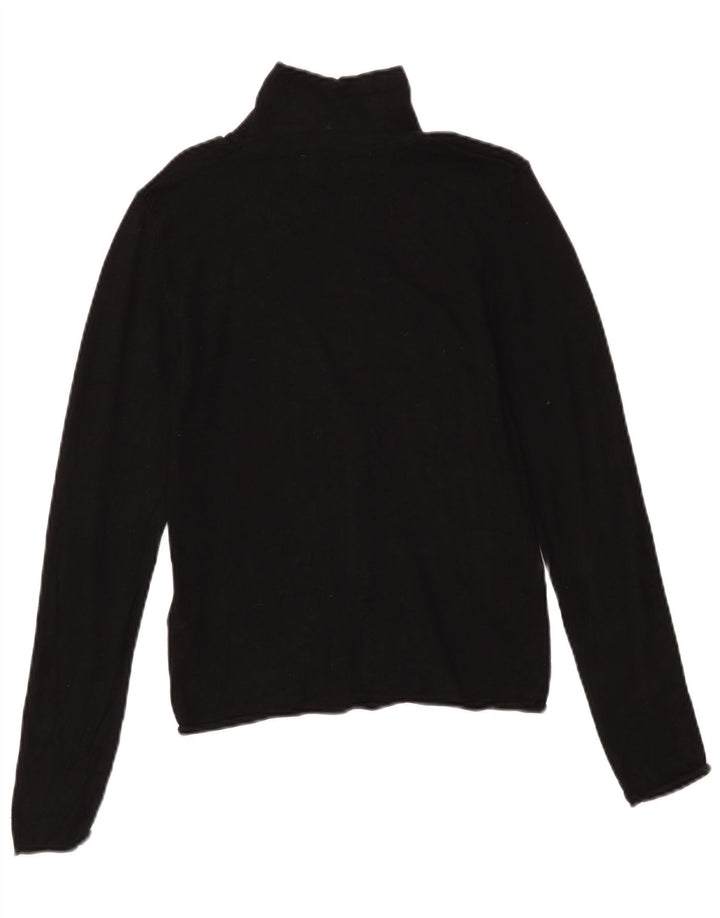 Zara Womens Roll Neck Top Long Sleeve UK 12 Medium Black Viscose