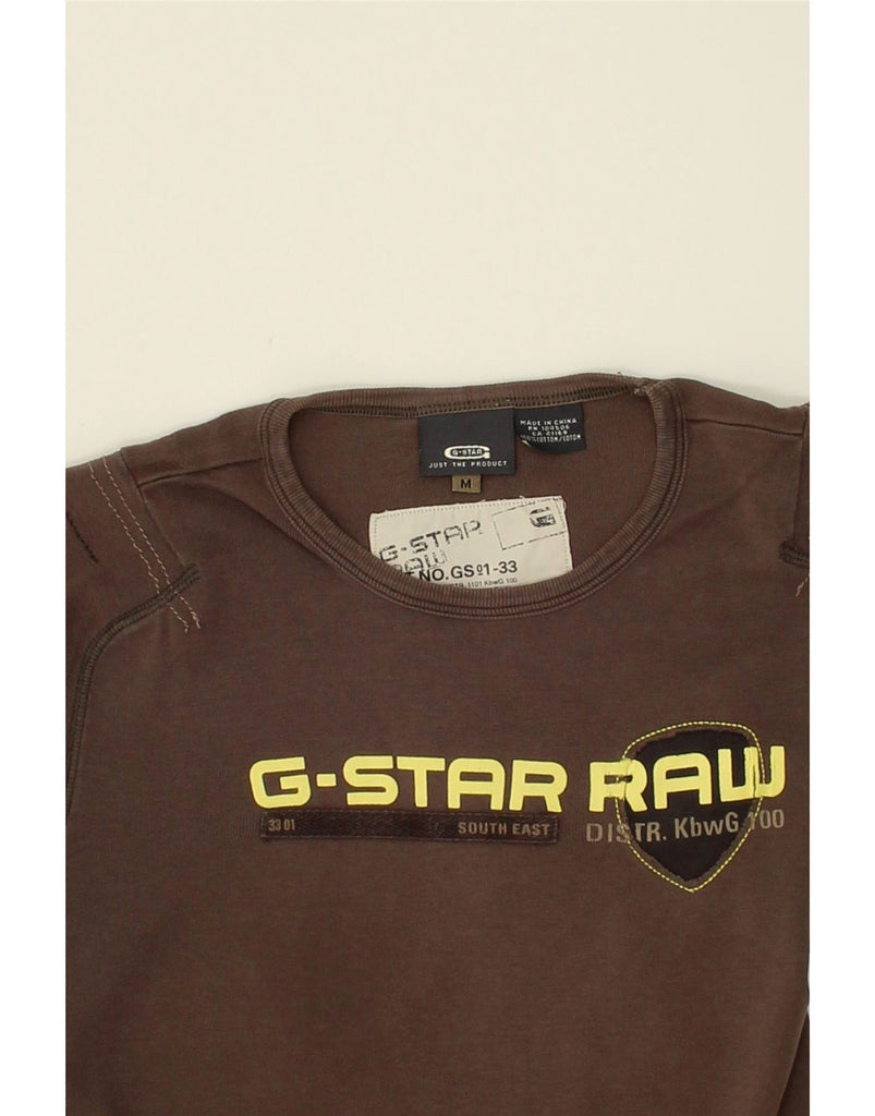 G-STAR Womens Graphic T-Shirt Top UK 14 Medium Brown Cotton | Vintage G-Star | Thrift | Second-Hand G-Star | Used Clothing | Messina Hembry 