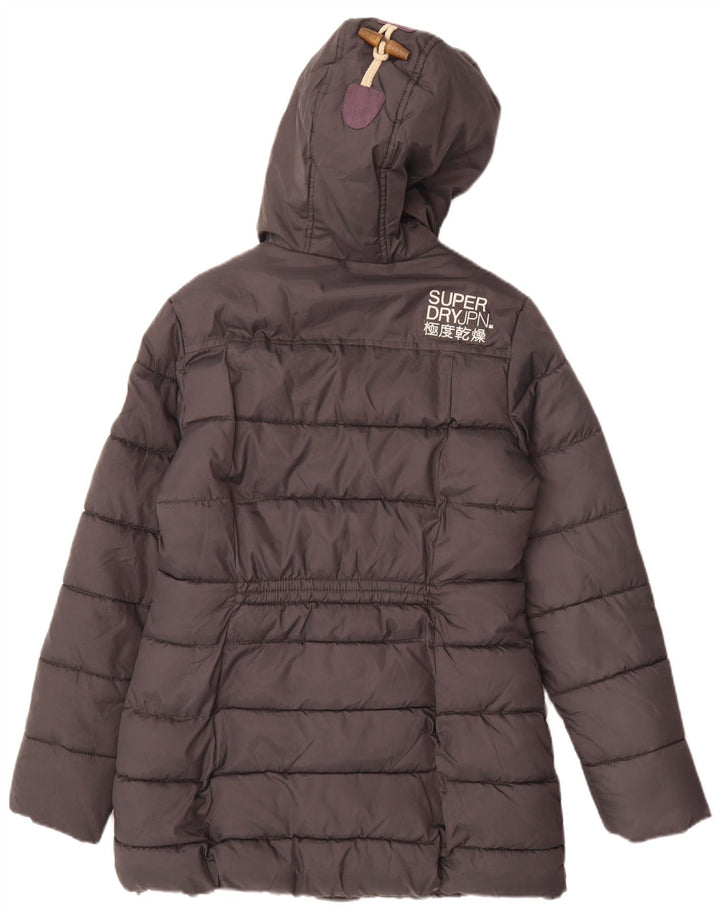 Superdry Mens Hooded Sherpa Padded Coat UK 10 Small Grey Polyester