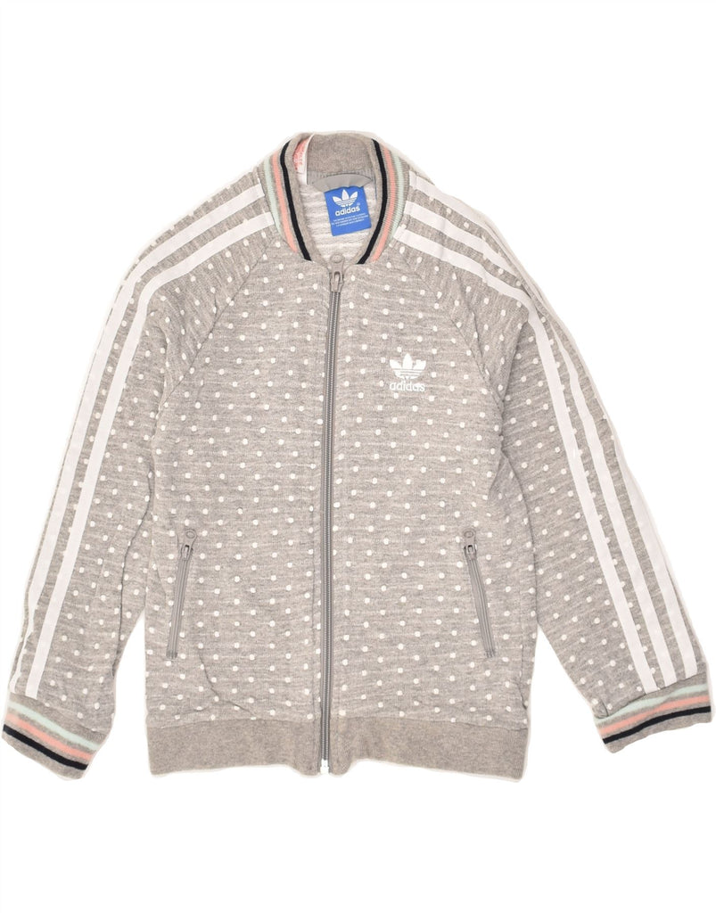 ADIDAS Girls Tracksuit Top Jacket 5-6 Years Grey Polka Dot Cotton | Vintage Adidas | Thrift | Second-Hand Adidas | Used Clothing | Messina Hembry 