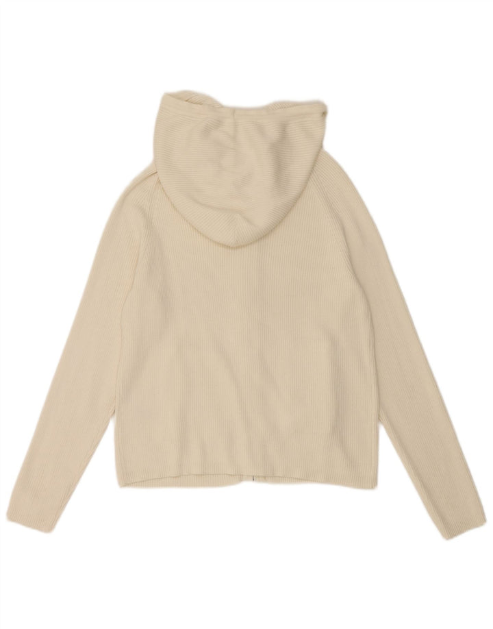 Marks & Spencer Womens Hooded Cardigan Sweater UK 12 Medium Off White
