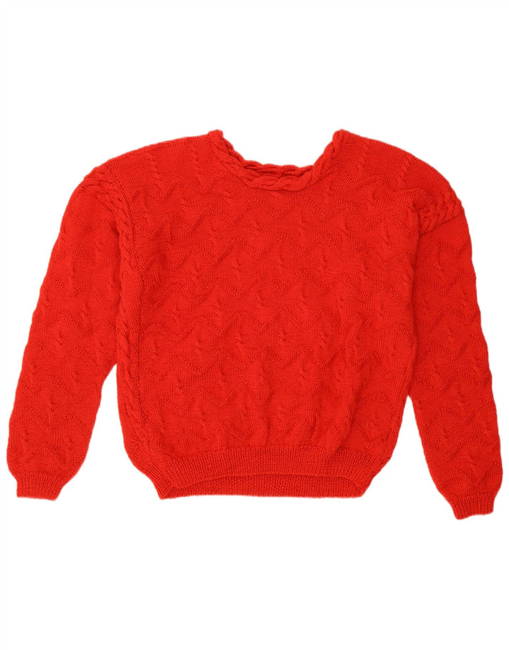 Vintage Womens Crew Neck Jumper Sweater UK 14 Large Red