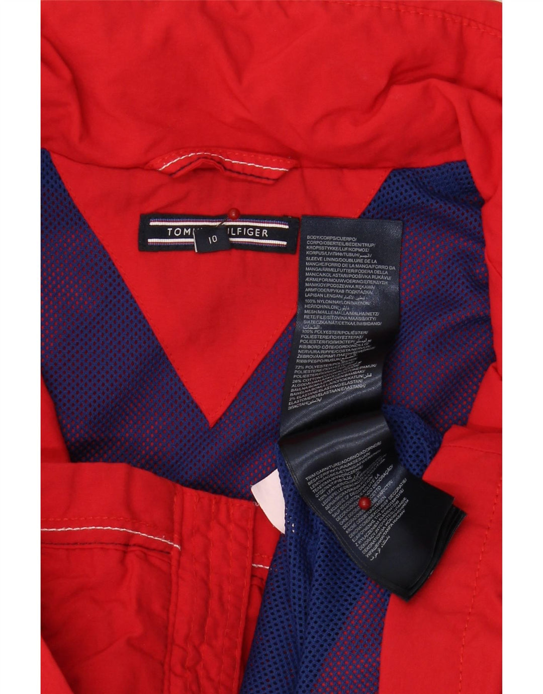 TOMMY HILFIGER Boys Rain Jacket 9-10 Years Red Polyester